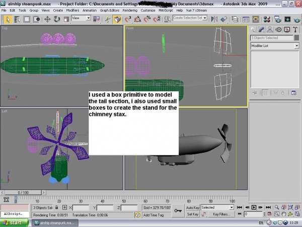 Creation of Flying Steam Sub: Step 4